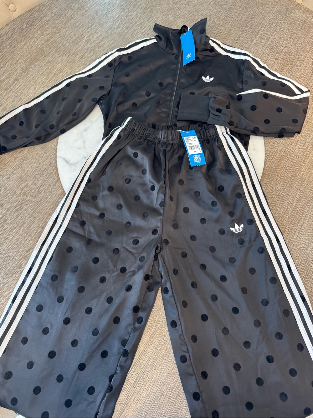 adidas Black Polka ,Set with White Stripes